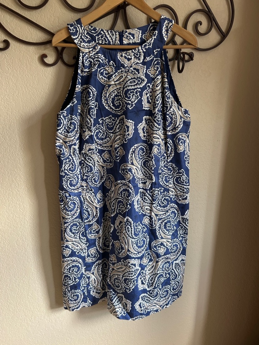 LOFT Blue and White Paisley Sleeveless Dress